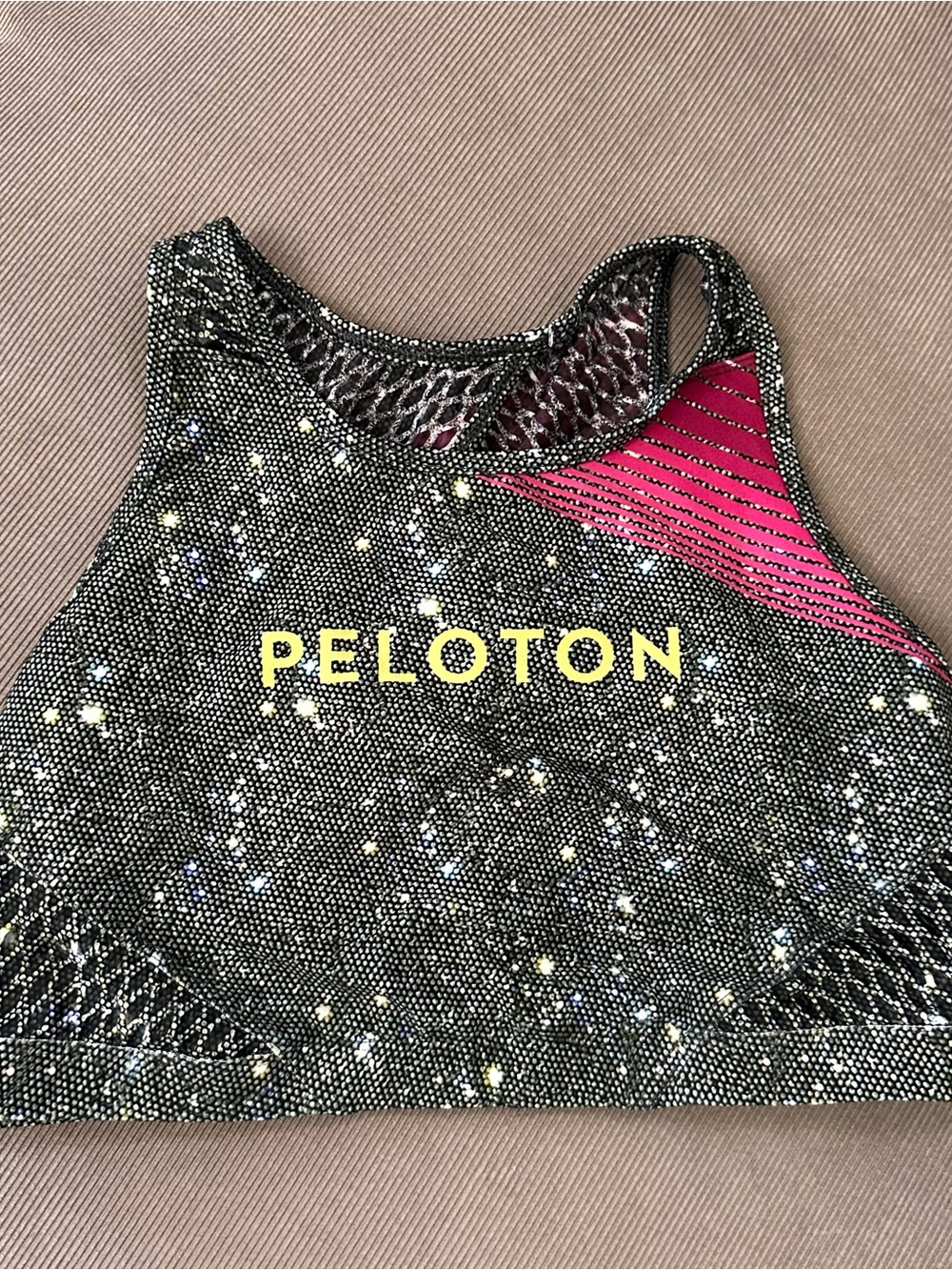 Peloton Wear It To Heart x Night Out Sparkle Space Print Sports Bra XL